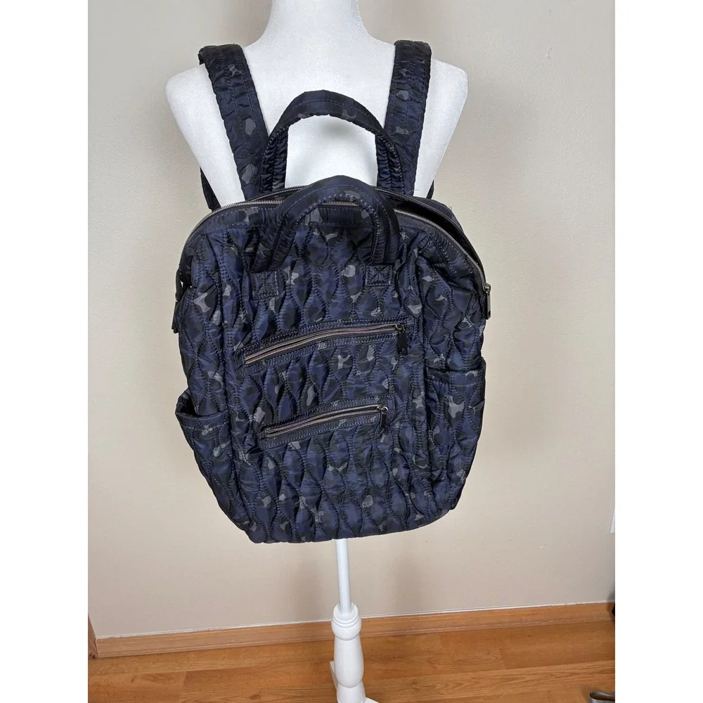 Quilted Black Camo Lightweight Backpack Recycled Polyester TT221119